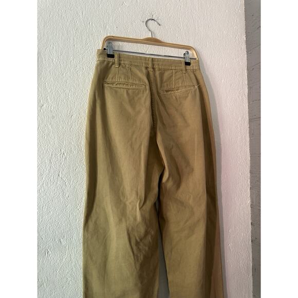 Free People Pants Women 4 Beige Khaki Chino Wide Leg High Rise Trousers Pleated - Picture 12 of 14